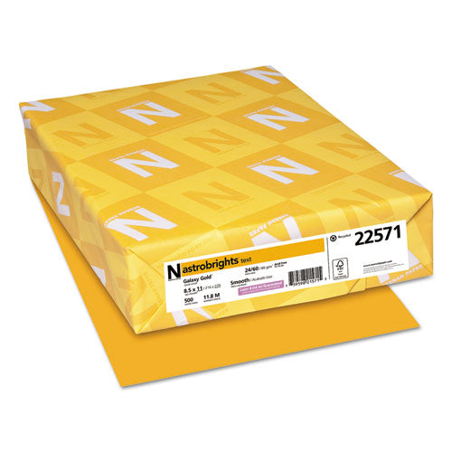 Color Paper, 24 lb Bond Weight, 8.5 x 11, Galaxy Gold, 500 Sheets/Ream-(WAU22571)