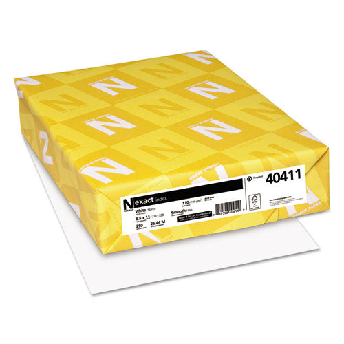Exact Index Card Stock, 94 Bright, 110 lb Index Weight, 8.5 x 11, White, 250/Pack-(WAU40411)