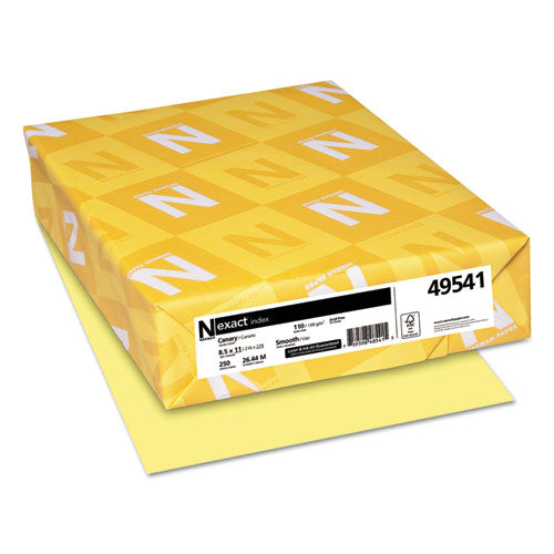 Exact Index Card Stock, 110 lb Index Weight, 8.5 x 11, Canary, 250/Pack-(WAU49541)