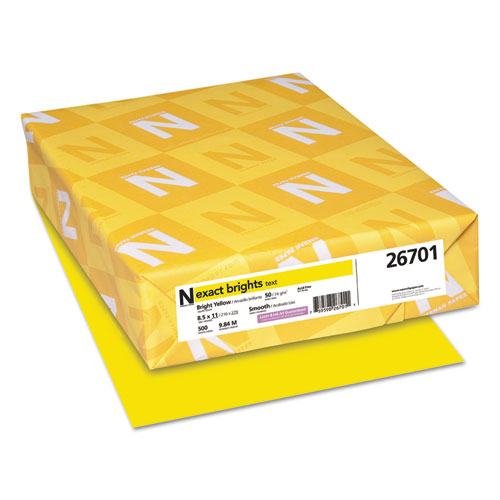 Exact Brights Paper, 20 lb Bond Weight, 8.5 x 11, Bright Yellow, 500/Ream-(WAU26701)