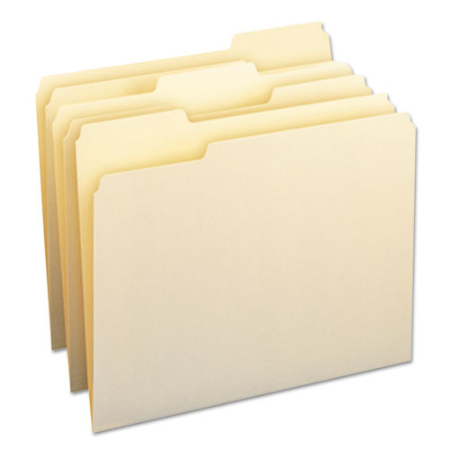 Manila File Folders, 1/3-Cut Tabs: Assorted, Letter Size, 0.75" Expansion, Manila, 24/Pack-(SMD11928)