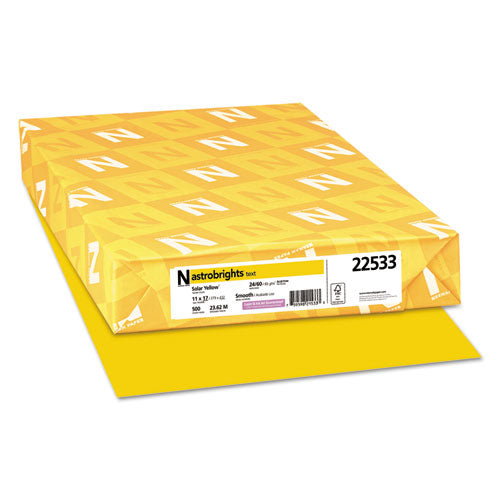 Color Paper, 24 lb Bond Weight, 11 x 17, Solar Yellow, 500/Ream-(WAU22533)