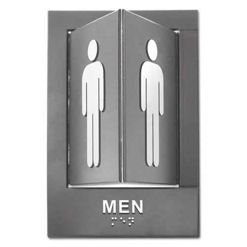 Pop-Out ADA Sign, Men, Tactile Symbol/Braille, Plastic, 6 x 9, Gray/White-(AVT91096)