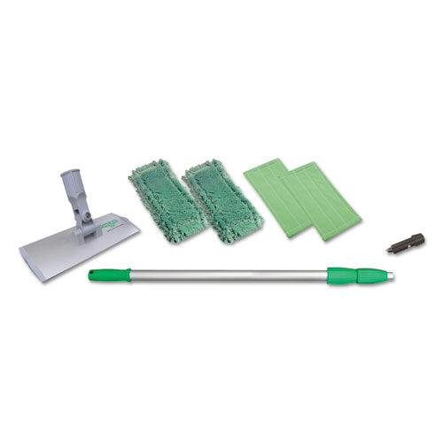 SpeedClean Window Cleaning Kit, Aluminum, 72" Extension Pole, 8" Pad Holder, Silver/Green-(UNGWNK01)