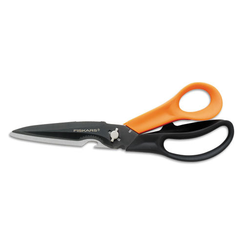 Cuts+More Scissors, 9" Long, 3.5" Cut Length, Black/Orange Offset Handle-(FSK01005692)