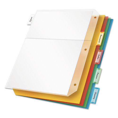 Poly Ring Binder Pockets, 8.5 x 11, Letter, Assorted Colors, 5/Pack-(CRD84009)