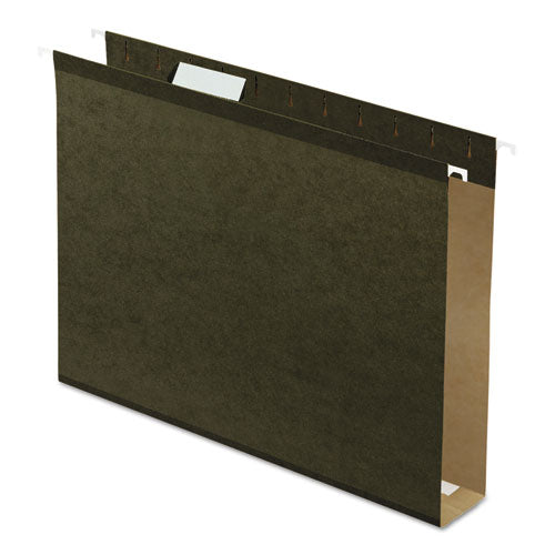 Extra Capacity Reinforced Hanging File Folders with Box Bottom, 2" Capacity, Letter Size, 1/5-Cut Tabs, Green, 25/Box-(PFX4152X2)