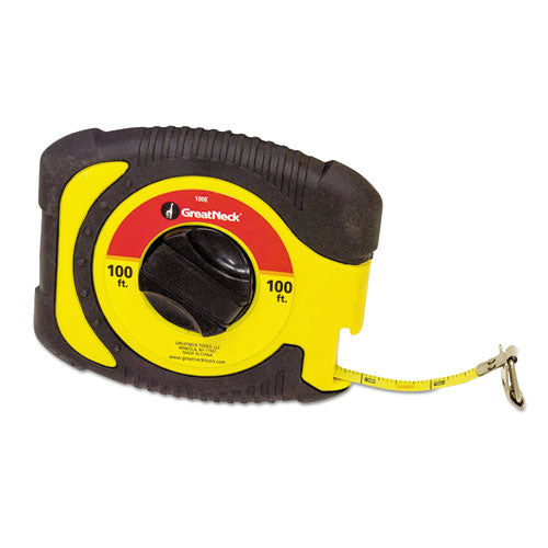 English Rule Measuring Tape, 0.38" x 100 ft, Steel, Yellow-(GNS100E)