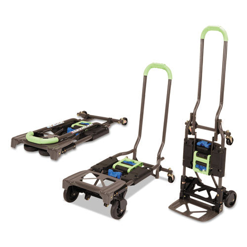 2-in-1 Multi-Position Hand Truck and Cart, 300 lbs, 16.63 x 12.75 x 49.25, Black/Blue/Green-(CSC12222PBG1E)