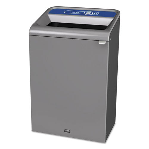 Configure Indoor Recycling Waste Receptacle, Paper Recycling, 33 gal, Metal, Gray-(RCP1961630)