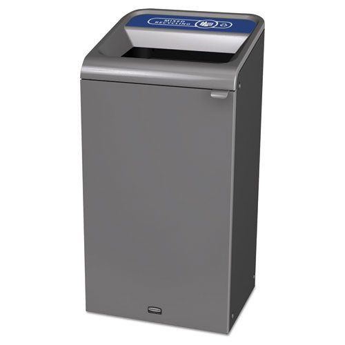 Configure Indoor Recycling Waste Receptacle, Mixed Recycling, 23 gal, Metal, Gray-(RCP1961622)