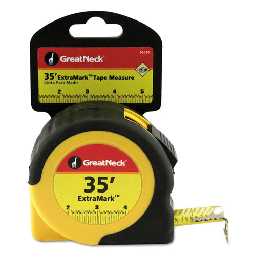 ExtraMark Tape Measure, 1" x 35 ft, Steel, Yellow/Black-(GNS95010)