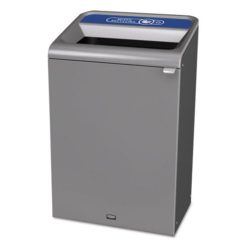 Configure Indoor Recycling Waste Receptacle, Mixed Recycling, 33 gal, Metal, Gray-(RCP1961629)