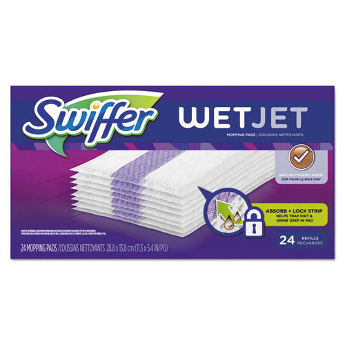 WetJet System Refill Cloths, 11.3" x 5.4", White, 24/Box-(PGC08443)