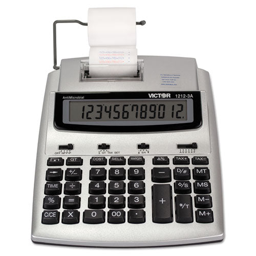 1212-3A Antimicrobial Printing Calculator, Black/Red Print, 2.7 Lines/Sec-(VCT12123A)