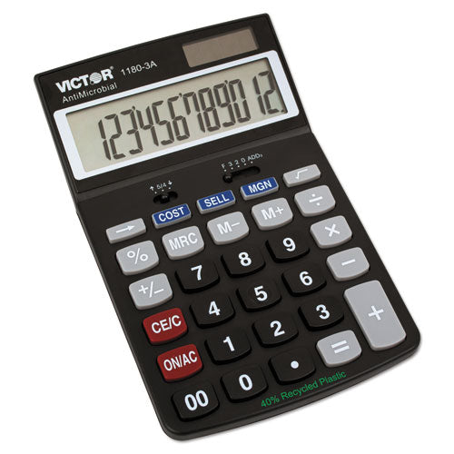 1180-3A Antimicrobial Desktop Calculator, 12-Digit LCD-(VCT11803A)