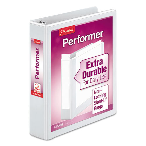 Performer ClearVue Slant-D Ring Binder, 3 Rings, 1.5" Capacity, 11 x 8.5, White-(CRD17400)