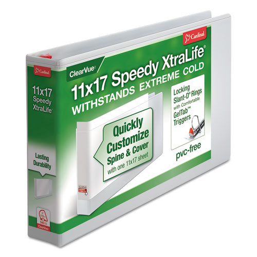 Speedy XtraLife Non-Stick Locking Slant-D Ring Binder, 3 Rings, 2" Capacity, 11 x 17, White-(CRD56220)