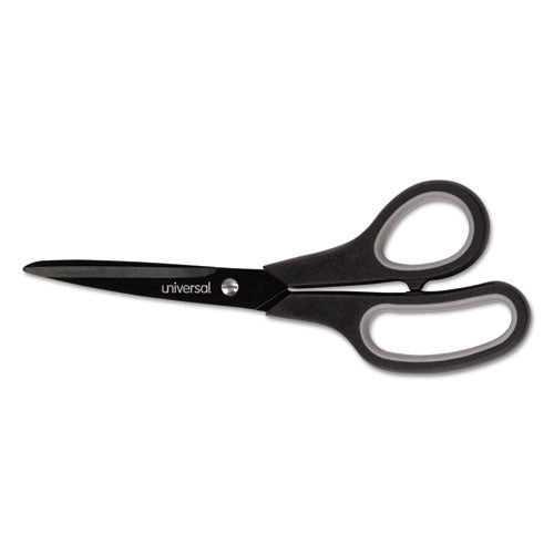 Industrial Carbon Blade Scissors, 8" Long, 3.5" Cut Length, Black/Gray Straight Handle-(UNV92021)