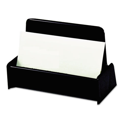 Business Card Holder, Holds 50 2 x 3.5 Cards, 3.75 x 1.81 x 1.38, Plastic, Black-(UNV08109)