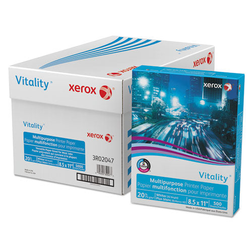 Vitality Multipurpose Print Paper, 92 Bright, 20 lb Bond Weight, 8.5 x 11, White, 500 Sheets/Ream, 10 Reams/Carton-(XER3R02047)
