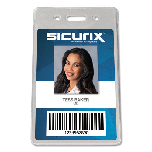 Sicurix Proximity Badge Holder, Vertical, 2 1/2w x 4 1/2h, Clear, 50/Pack-(BAU47820)