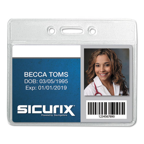SICURIX Badge Holder, Horizontal, 2.13 x 3.38, Clear, 12/Pack-(BAU67810)