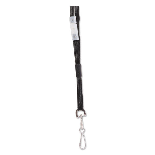 Safety Breakaway Lanyard, Metal Hook Fastener, 36" Long, Black-(BAU65509)