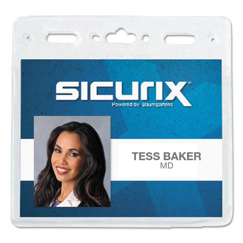Sicurix Vinyl Badge Holder, 4 x 3, Clear, 50/Pack-(BAU67830)