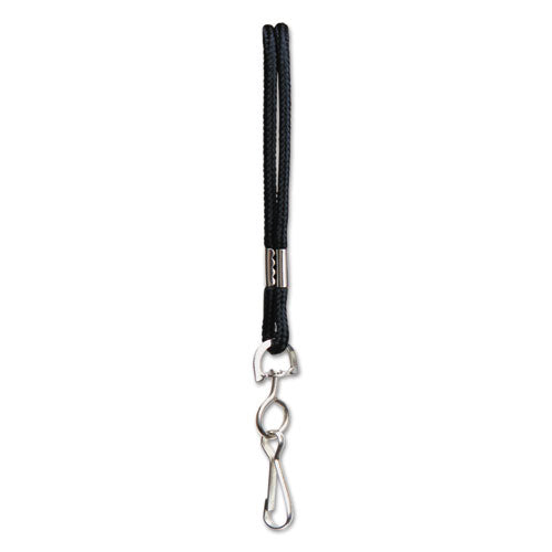 Rope Lanyard, Metal Hook Fastener, 36" Long, Nylon, Black-(BAU68909)