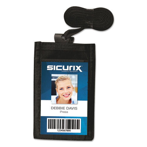 Sicurix ID Neck Pouch, Vertical, 3 x 4 3/4, Black-(BAU55120)