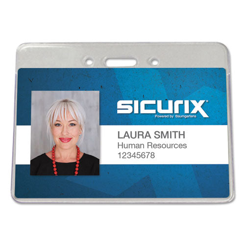 Sicurix Proximity Badge Holder, Horizontal, 4w x 3h, Clear, 50/Pack-(BAU47810)