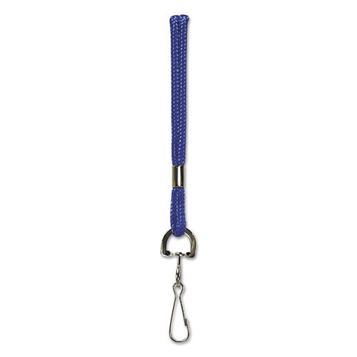 Rope Lanyard, Metal Hook Fastener, 36" Long, Nylon, Blue-(BAU68903)