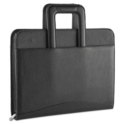 Zip-Around Padfolio, Vinyl, 14 1/2 x 2 1/2 x 11 1/2, Black-(UNV25650)