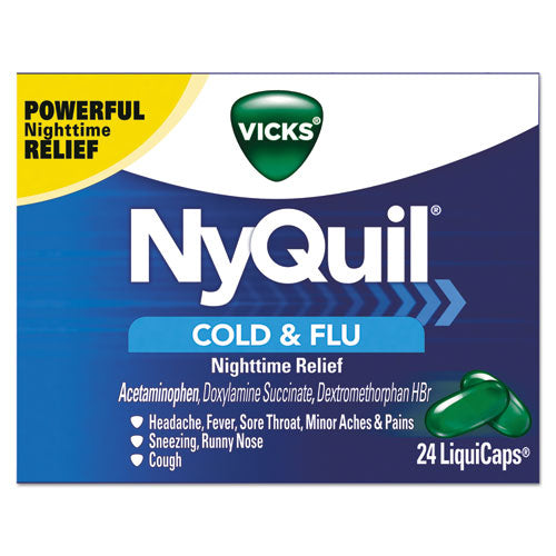 NyQuil Cold and Flu Nighttime LiquiCaps, 24/Box, 24 Boxes/Carton-(PGC01440)