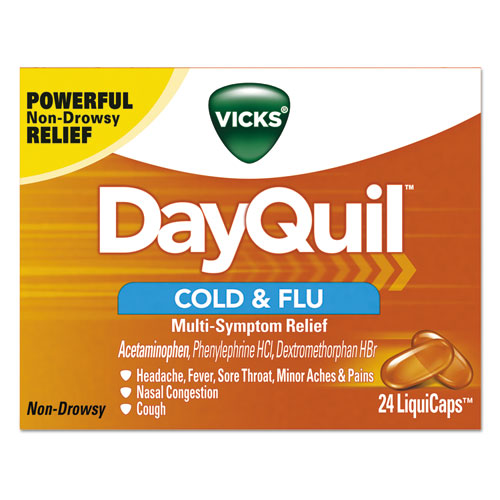 DayQuil Cold and Flu LiquiCaps, 24/Box, 24 Boxes/Carton-(PGC01443)