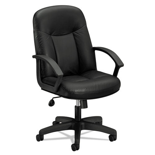 HVL601 Series Executive High-Back Leather Chair, Supports Up to 250 lb, 17.44" to 20.94" Seat Height, Black-(BSXVL601SB11)