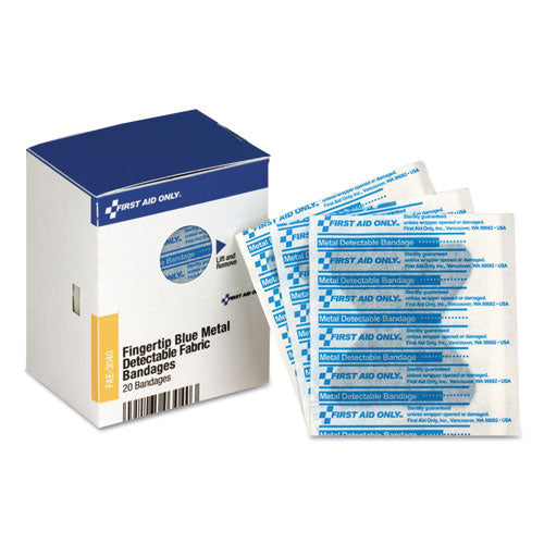 SmartCompliance Blue Metal Detectable Bandages,Fingertip, 1.75 x 2, 20 Box-(FAOFAE3040)