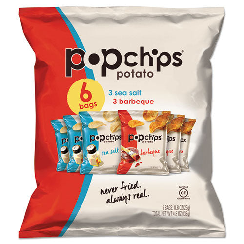Potato Chips, BBQ/Sea Salt Flavor, 0.8 oz Bag, 6/Pack-(PPH21812PK)
