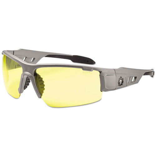 Skullerz Dagr Safety Glasses, Matte Gray Frame/Yellow Lens, Nylon/Polycarb-(EGO52150)