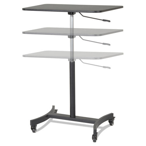 DC500 High Rise Collection Mobile Adjustable Standing Desk, 30.75" x 22" x 29" to 44", Black-(VCTDC500)