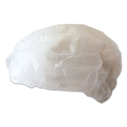 Disposable Bouffant Caps, 19", Medium, White, 100/Pack-(BWKH42M)