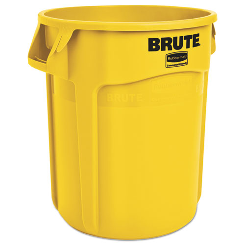 Vented Round Brute Container, 20 gal, Plastic, Yellow-(RCP2620YEL)