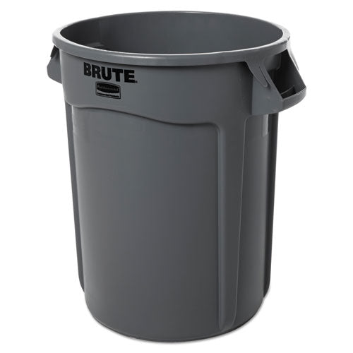 Vented Round Brute Container, 32 gal, Plastic, Gray-(RCP263200GY)
