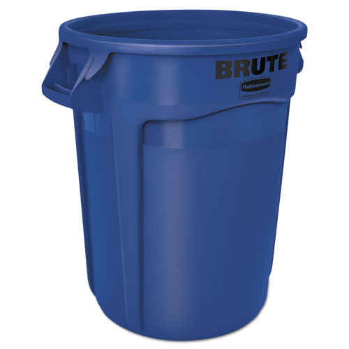Vented Round Brute Container, 32 gal, Plastic, Blue-(RCP2632BLU)