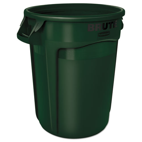 Vented Round Brute Container, 32 gal, Plastic, Dark Green-(RCP2632DGR)