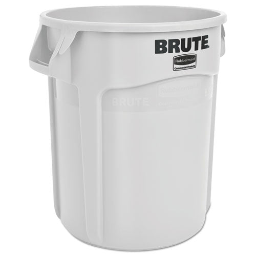 Vented Round Brute Container, 20 gal, Plastic, White-(RCP2620WHI)