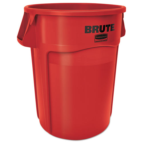 Vented Round Brute Container, 44 gal, Plastic, Red, 4/Carton-(RCP264360REDCT)