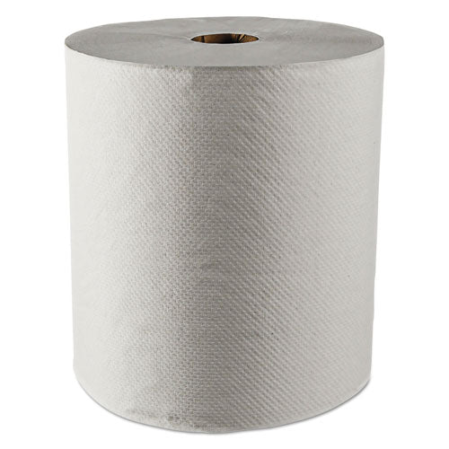 Essential 100% Recycled Fiber Hard Roll Towel, 1-Ply, 8" x 800 ft, 1.5" Core, White, 12 Rolls/Carton-(KCC01052)