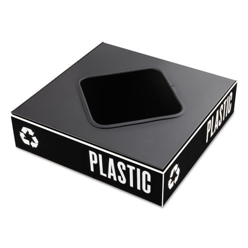 Public Square Recycling Container Lid, Square Opening, 15.25w x 15.25d x 2h, Black-(SAF2989BL)
